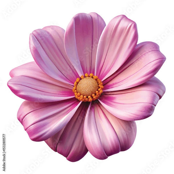 Obraz Realistic pink flower in full bloom is ideal for garden visuals, decoration, and spring themes.