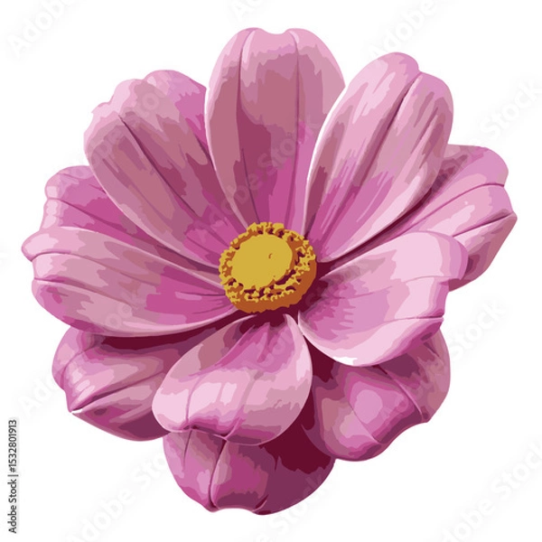 Obraz Beautiful 3D flower with vibrant purple petals ideal for floral design, decoration, and spring visuals.