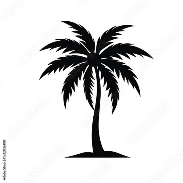Fototapeta -palm-tree-silhouette-for-tropical-design--on-whit (1).eps