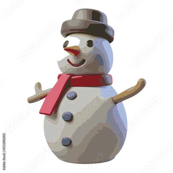 Obraz Cute 3D snowman illustration perfect for winter design, holiday visuals, and Christmas projects.