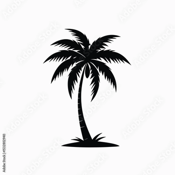 Fototapeta -palm-tree-silhouette-for-tropical-design--on-whit (3).eps
