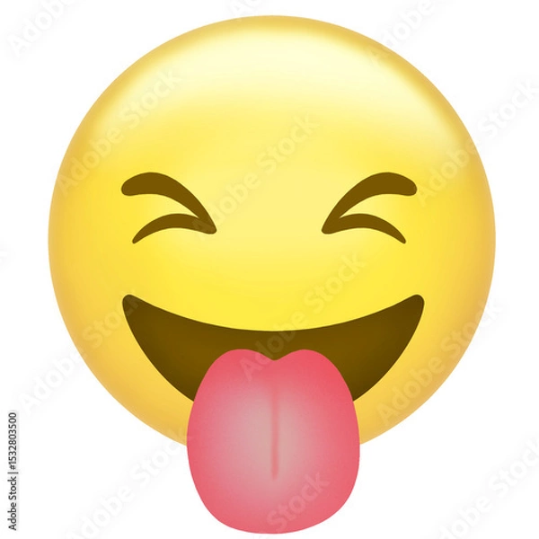 Obraz Cartoon emoji face is sticking out tongue in smooth gradient flat design, transparent background