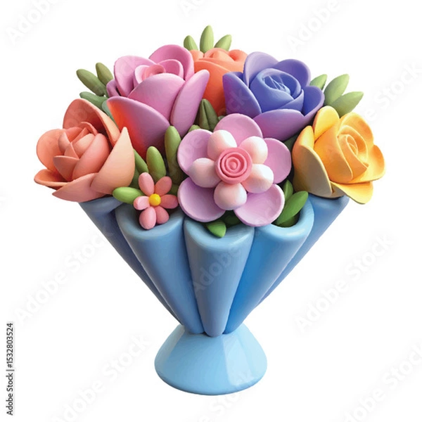 Obraz Fresh and lively bouquet in 3D style with vibrant colors perfect for nature branding and festive visuals