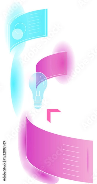 Obraz Infographic is showing light bulb with panels, 03 or 04 labels and cube floating on clear background