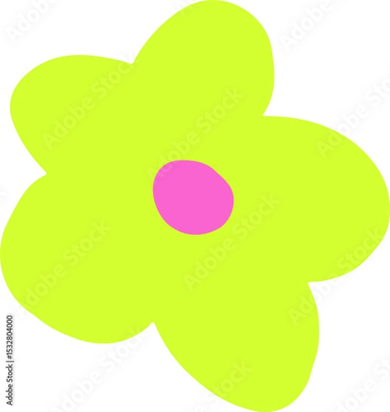 Obraz Flower is glowing in flat design featuring neon lime petals, pink center on transparent background