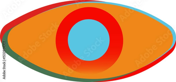 Fototapeta Abstract eye featuring overlapping ovals with central circle in flat design, transparent background