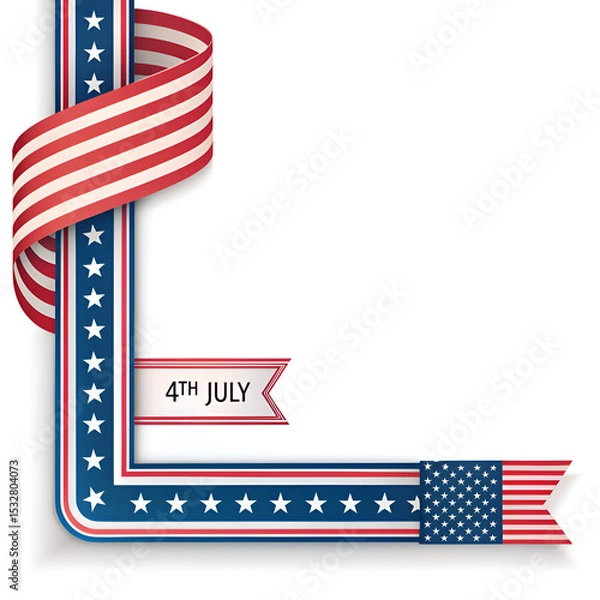 Obraz 4th of july independence left border corner graphics usa