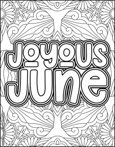 Obraz 12 Month Name Coloring Page for Adults. Monthly Name Motivational Quote Coloring page.