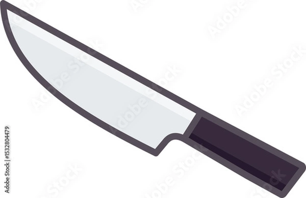 Fototapeta Chef's knife is floating on transparent background showing flat-design gradient blade plus handle