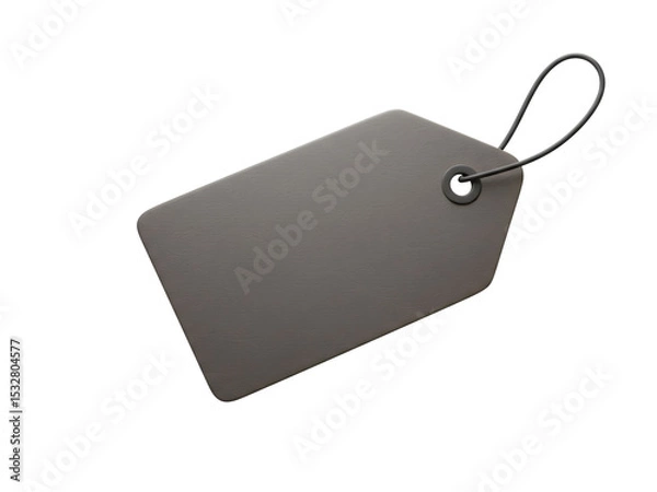 Fototapeta Minimalist white and orange price tag label with string, isolated on a transparent background—perfect for branding, apparel, or retail use mockups.
