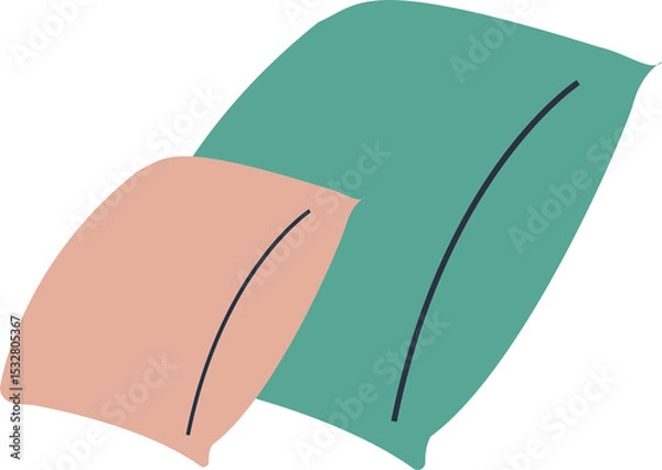 Obraz Peach and teal abstract shapes are floating in flat design with stripes, transparent background