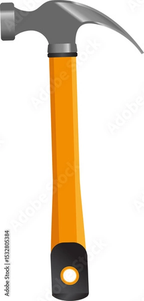 Obraz Claw hammer is showing metallic head and bright orange handle in flat design on transparent bg