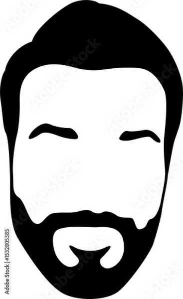 Obraz Showing black face silhouette with hairline, eyebrows, mustache and beard on transparent background