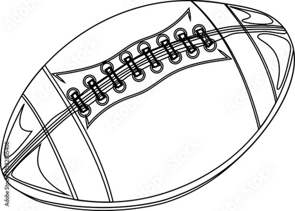 Obraz Outlining American football showing panel seams with lace stitching details, transparent background