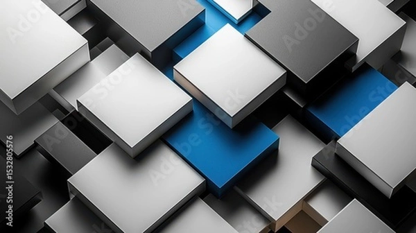Fototapeta Solar panel layout geometric minimalist interpretation angular abstract forms black white electric blue high-contrast mathematical precise relationships gradient