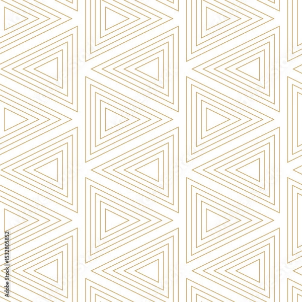 Obraz Abstract geometric pattern with triangle, lines and stripes on white background. A seamless vector background. Graphic modern pattern. White and gold pattern.