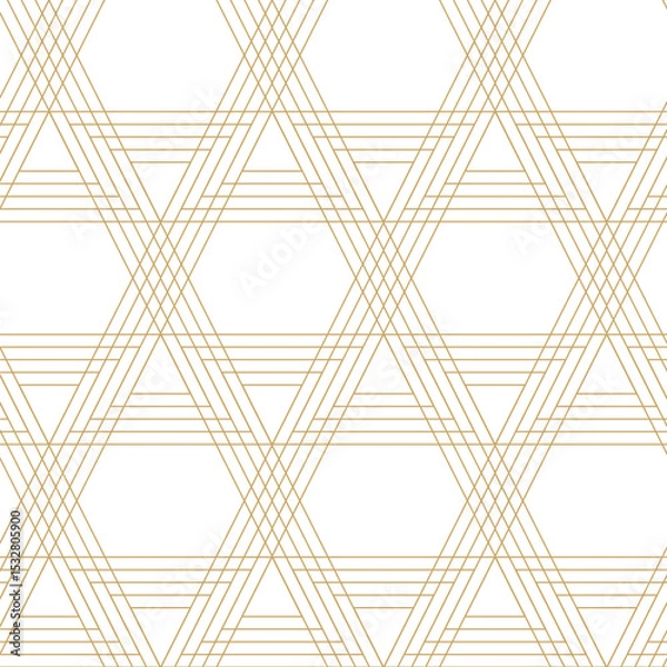 Obraz Abstract geometric pattern with triangle, lines and stripes on white background. A seamless vector background. Graphic modern pattern. White and gold pattern.