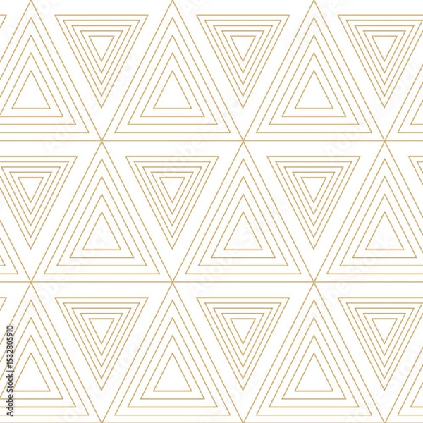 Obraz Abstract geometric pattern with triangle, lines and stripes on white background. A seamless vector background. Graphic modern pattern. White and gold pattern.