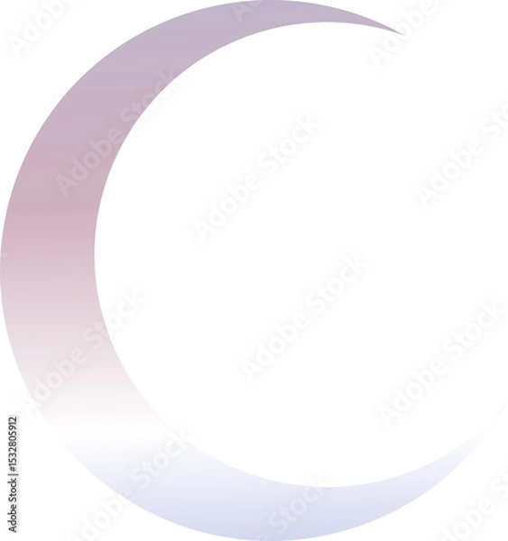 Obraz Stylized crescent moon is floating in flat design with gradient fill, curves, transparent backdrop