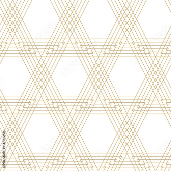 Obraz Abstract geometric pattern with triangle, lines and stripes on white background. A seamless vector background. Graphic modern pattern. White and gold pattern.