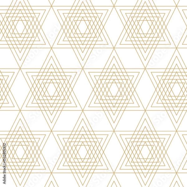 Obraz Abstract geometric pattern with triangle, lines and stripes on white background. A seamless vector background. Graphic modern pattern. White and gold pattern.