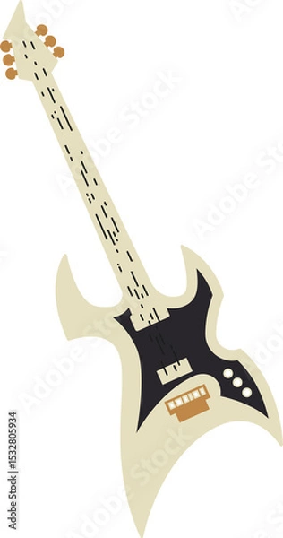Fototapeta Electric guitar is floating in flat style on transparent background, jagged horns, control knobs