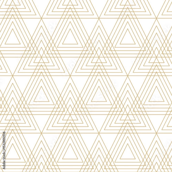 Obraz Abstract geometric pattern with triangle, lines and stripes on white background. A seamless vector background. Graphic modern pattern. White and gold pattern.