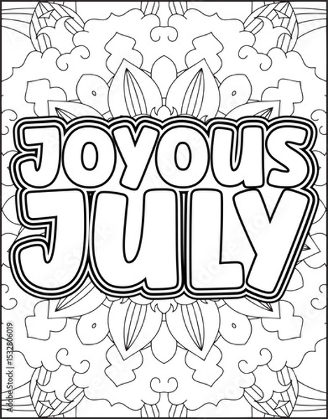 Obraz 12 Month Name Coloring Page for Adults. Monthly Name Motivational Quote Coloring page.