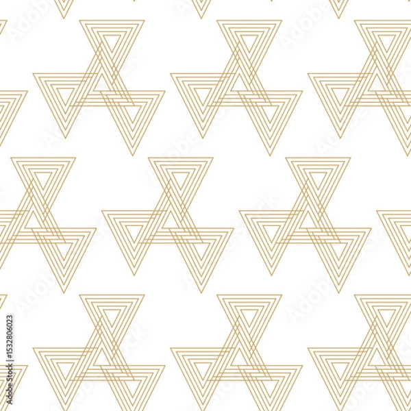 Obraz Abstract geometric pattern with triangle, lines and stripes on white background. A seamless vector background. Graphic modern pattern. White and gold pattern.