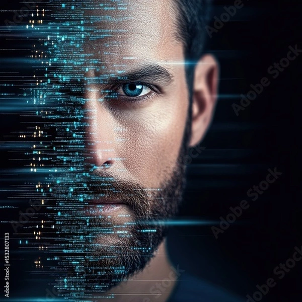 Fototapeta Digital Transformation of the Male Face