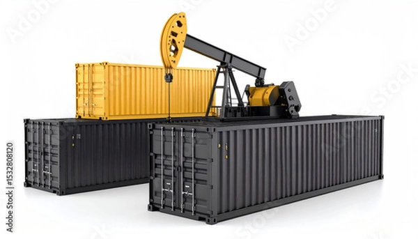 Fototapeta import oil oil shipment supply chain. Heavy-duty containers with a crane, demonstrating industrial equipment and storage solutions in a manufacturing context.