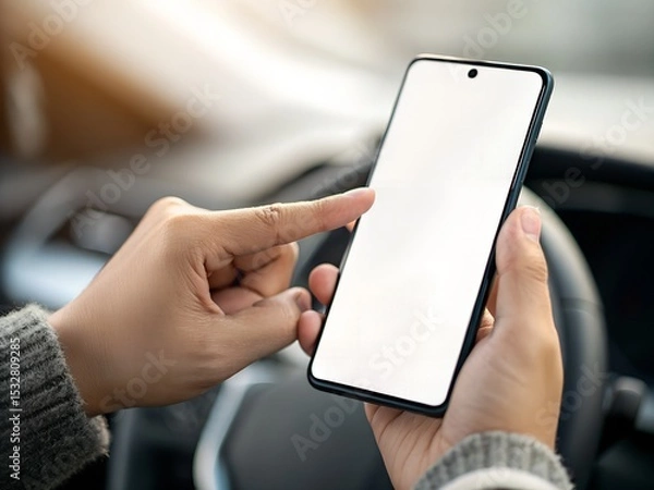 Fototapeta close up car phone mockup  blank display    