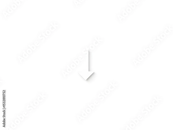 Obraz Simple downward arrow on white, minimalist flat design. Direction, clarity, and modern simplicity.