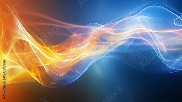 Fototapeta Abstract background with wavy lines and a gradient of orange and blue colors