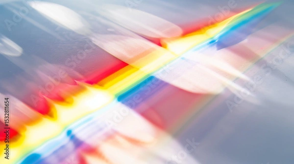 Obraz Spectral Harmony: A Prism's Radiance Refracting Sunlight into Vibrant Bands on White, Symbolizing Wireless Frequency Allocation