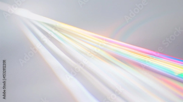 Obraz Spectral Harmony: A Prism's Radiance Refracting Sunlight into Vibrant Bands on White, Symbolizing Wireless Frequency Allocation