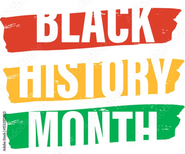 Fototapeta Flat design showing Pan African brush strokes with bold white BLACK HISTORY MONTH, transparent bg