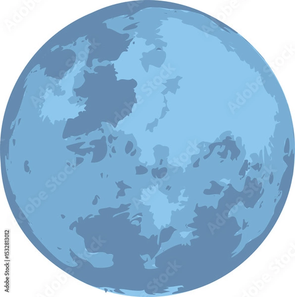 Obraz Featuring blue moon-like orb in flat design on transparent background, showing crater markings