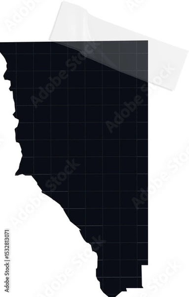 Obraz Gray vector California silhouette displaying grid lines with tape accent on transparent background