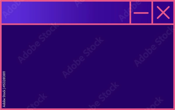 Fototapeta Displaying flat UI window with gradient header, minimize or close icons empty pane on clear backgrou