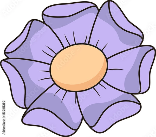 Fototapeta Flat lavender flower is being shown on transparent background, featuring beige center, copy space