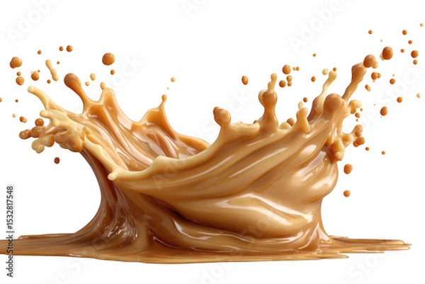 Obraz Caramel cream splash isolated on transparent background