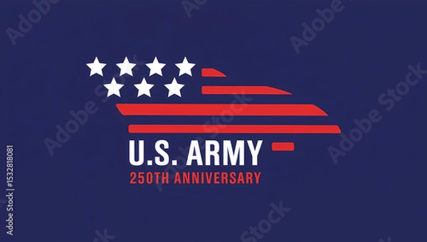 Fototapeta 250th U.S. Army Anniversary Commemorative Design with American Flag and Historic Parchment Background, Generative AI
