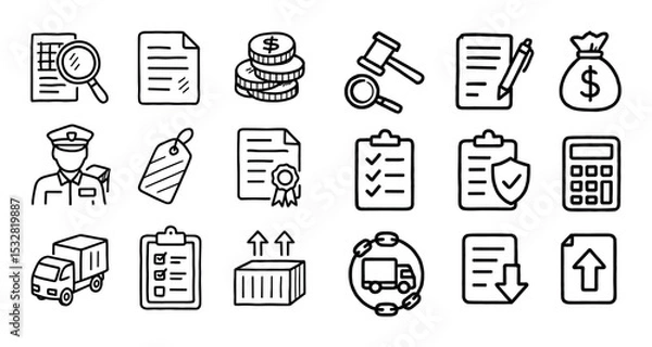Fototapeta Customs Tasks Icons