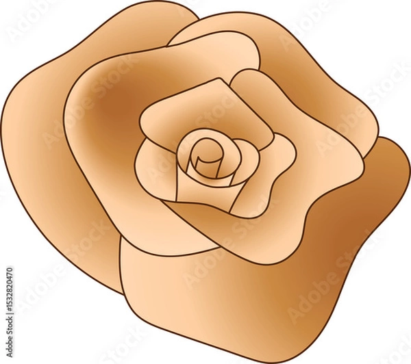 Fototapeta Stylized rose flower is appearing on transparent background, showcasing layered golden brown petals