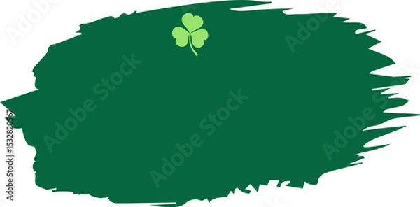 Fototapeta Abstract dark green brush stroke is featuring light green clover icon on flat transparent backdrop