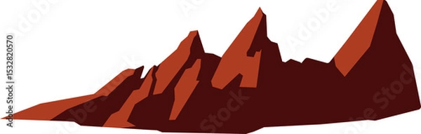Obraz Showing stylized mountain range vector art with angular red peaks on transparent background