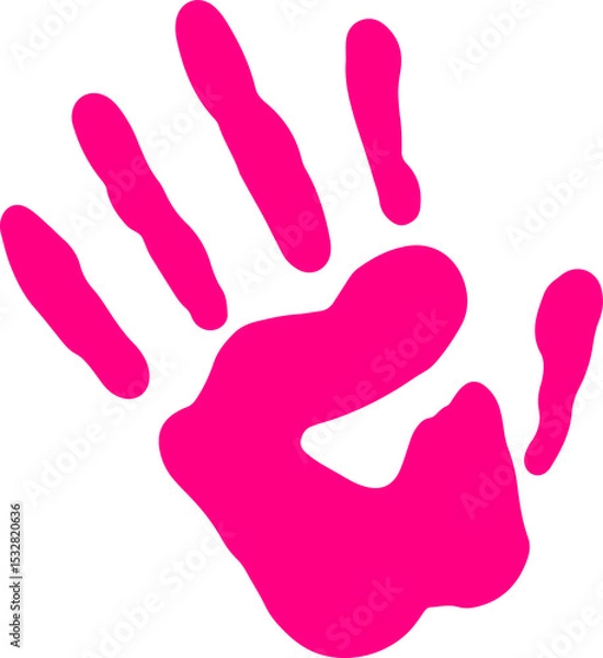 Obraz Displaying stylized bright pink handprint showing long fingers and palm on transparent background
