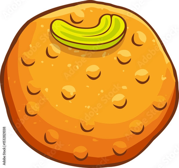 Fototapeta Flat orange cookie is being shown on transparent background featuring chip bumps and curved nut