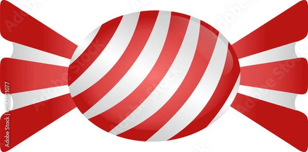Obraz Hard candy twisting, showing glossy highlights and striped twist wrapper on transparent background